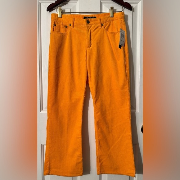 THEORY 6 VINTAGE Wilma Corduroy Straight Leg Crops Mid Rise FALL Autumn Gold - Picture 1 of 13